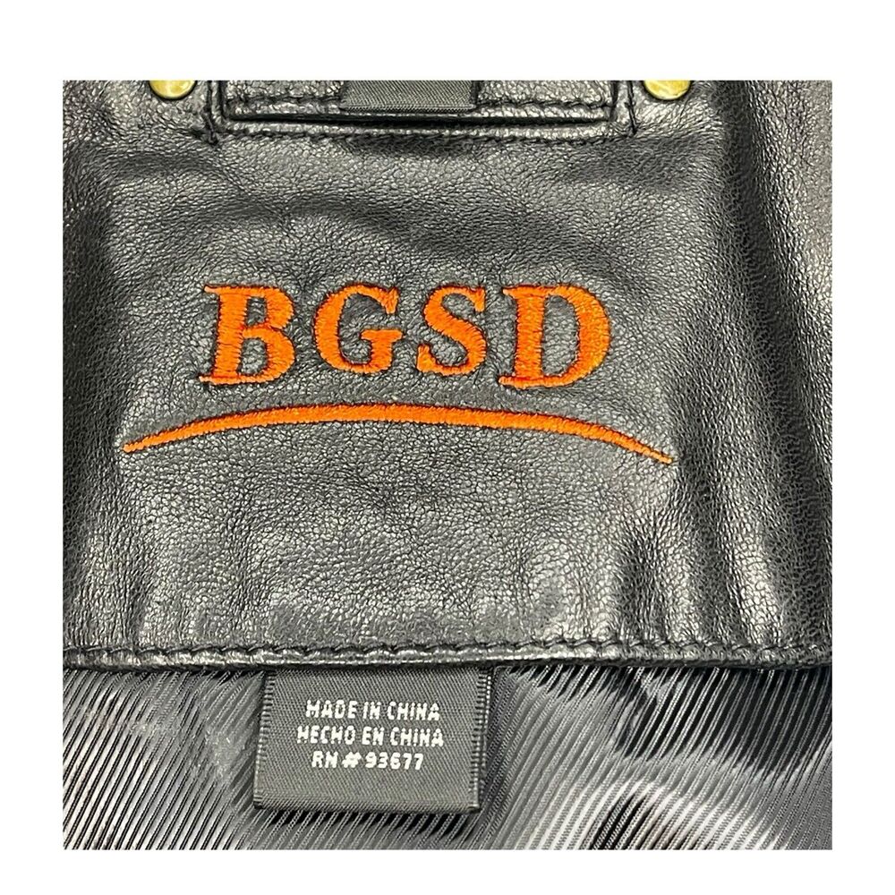 BGSD Mens Black Leather Long Sleeve Button Front Collared Jacket Blazer Large - Picture 5 of 10